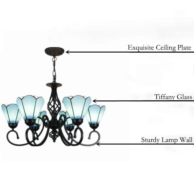 Elegant European Tiffany Glass Chandelier Pendant for Dining & Living Room