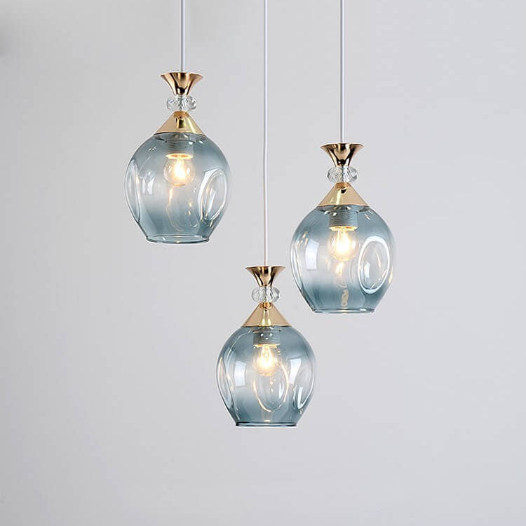 Nordic Gradient Glass Orb 1/3 Light Chandelier for Modern Living Room