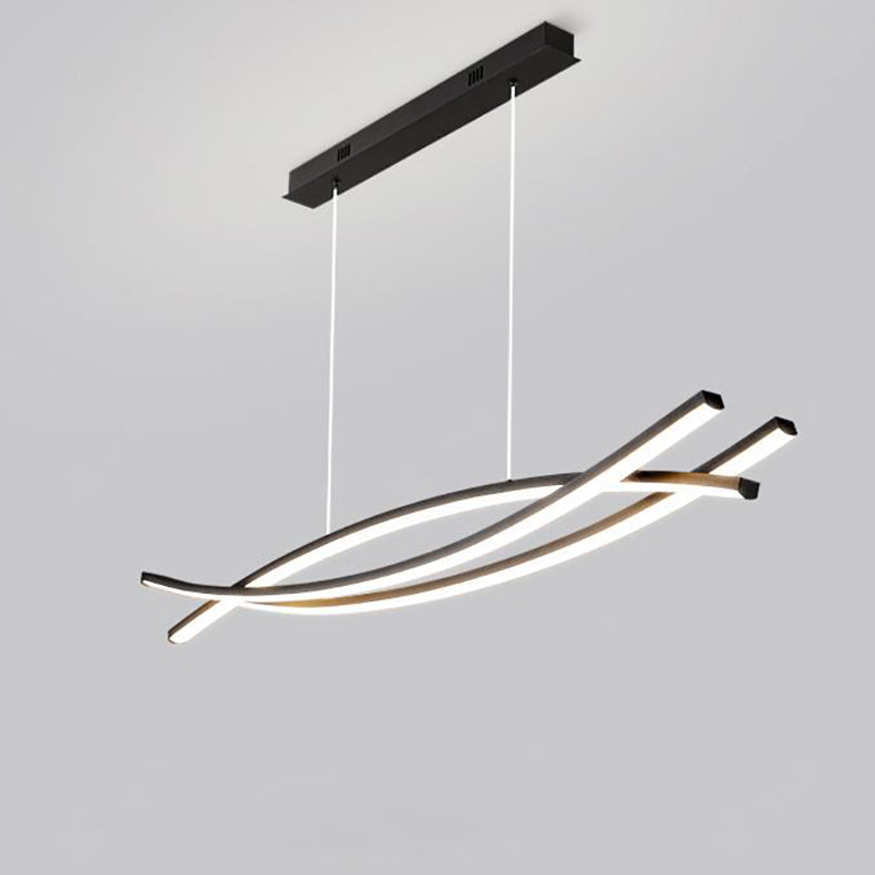 Sleek Aluminum Wave Arch LED Chandelier for Modern Dining Room Decor