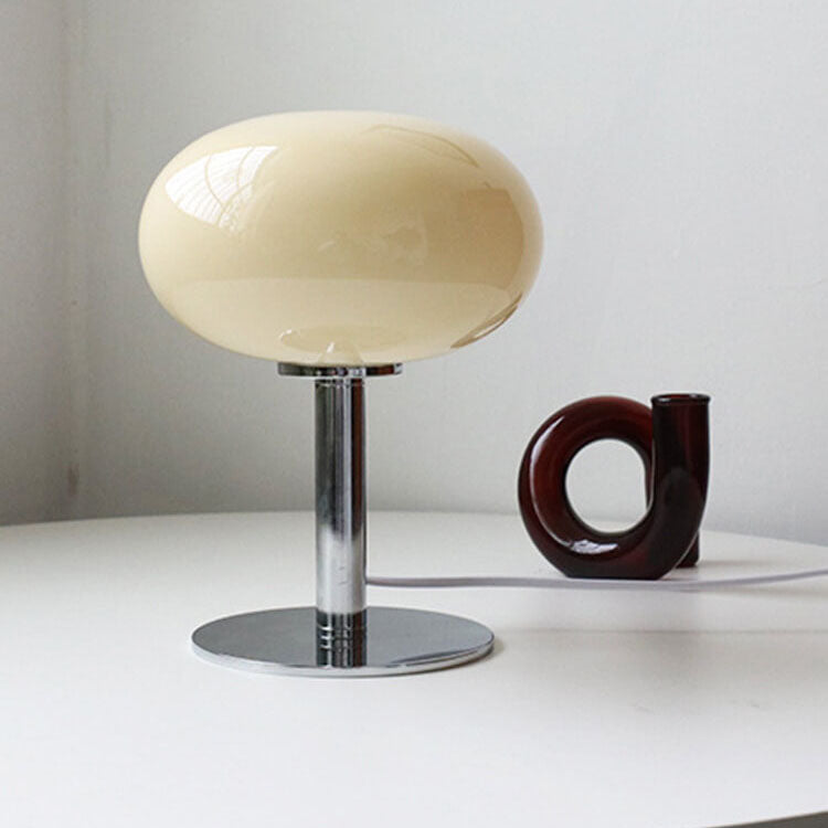 Modern Nordic Round Iron and Glass Table Lamp for Bedroom Decor