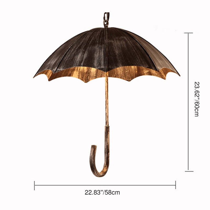 Industrial Style Black Iron 5-Light Round Umbrella Chandelier for Living Room