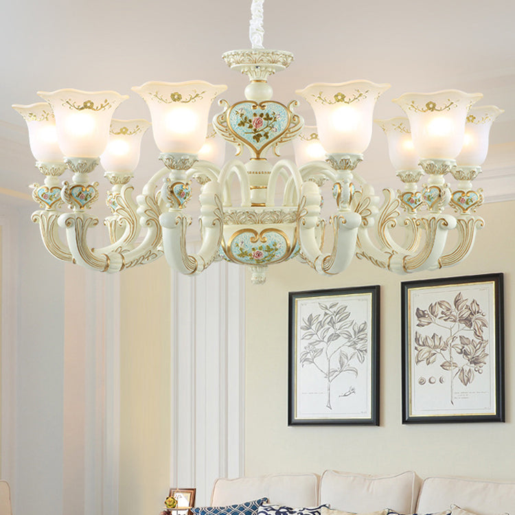 Art Deco Black Iron Glass Chandelier - 3/6/8/10 Light for Living Room