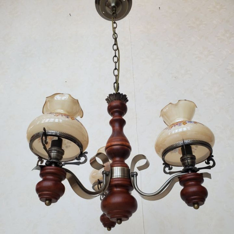 Rustic Iron and Wood 3-Light Candelabra Chandelier for Living Room