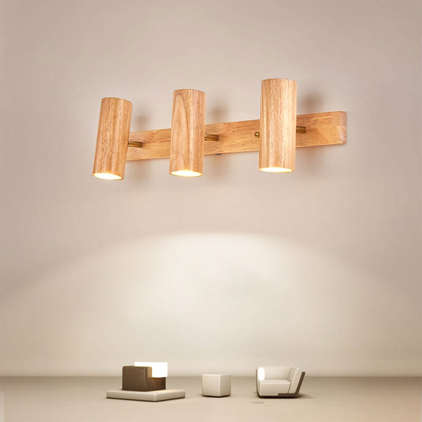 Sleek Minimalist Wooden Track Wall Sconce Lamp for Modern Living Spaces