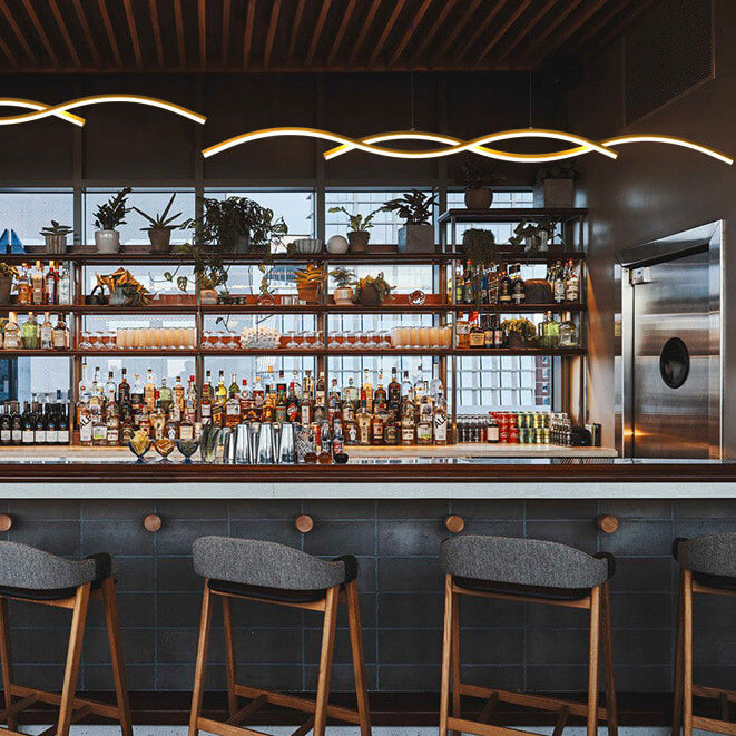 Nordic Minimalist LED Chandelier with Wave Design for Dining Room