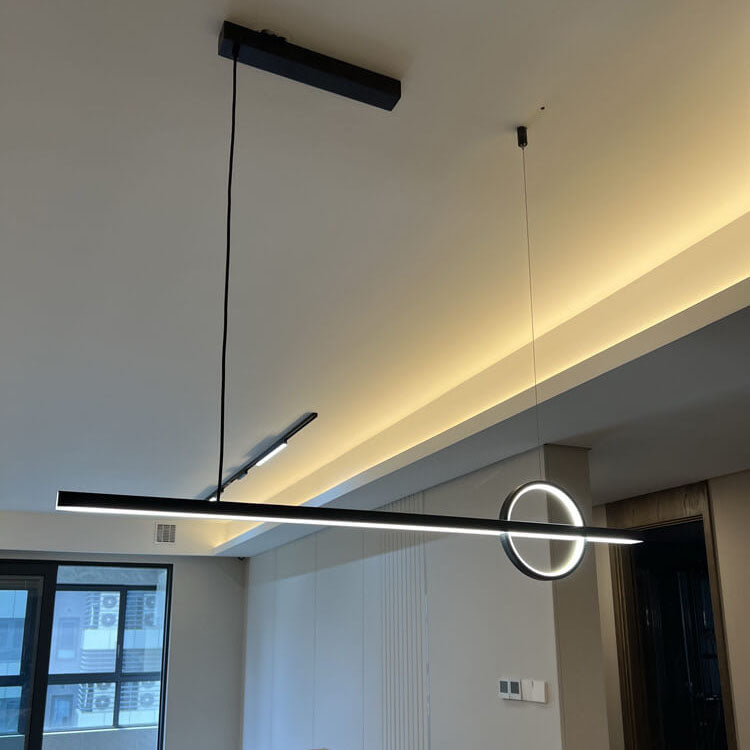Copper Minimalist LED Chandelier with Circle Design for Modern Living Room