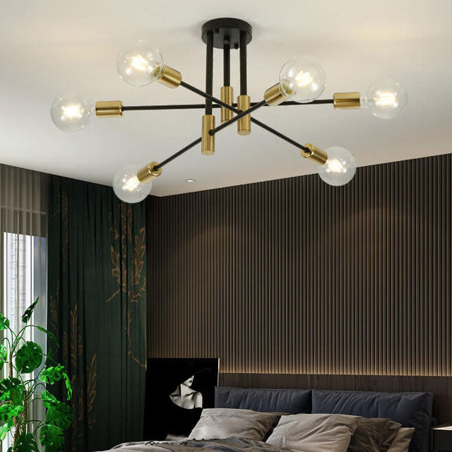 Nordic Minimalist Black Iron 4/6/8-Light Chandelier for Kitchen Island