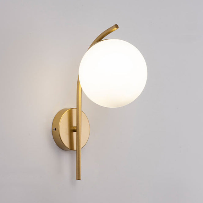 Nordic Arc Brass Glass Globe 1-Light Wall Sconce for Modern Interiors