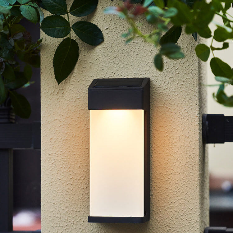 Modern Frosted Glass Solar LED Wall Sconce Light for Outdoor Spaces