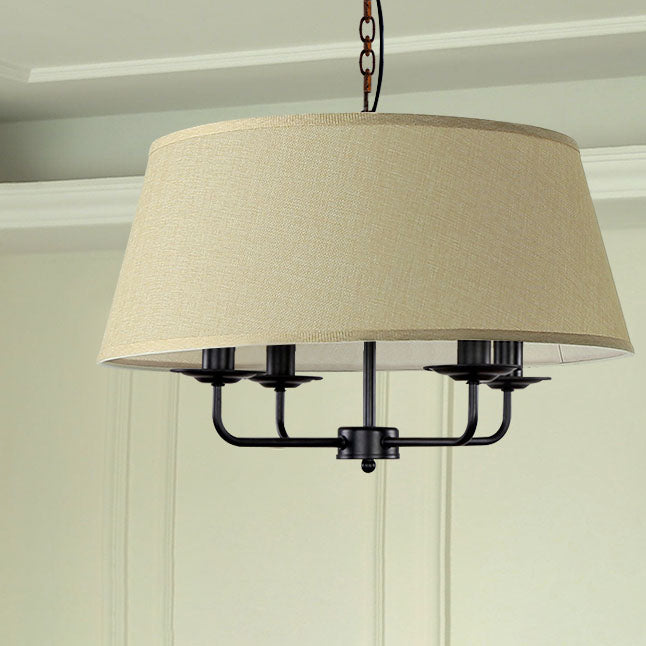 Antique Iron 4-Light Pendant Fixture for Vintage-Style Dining Room Decor