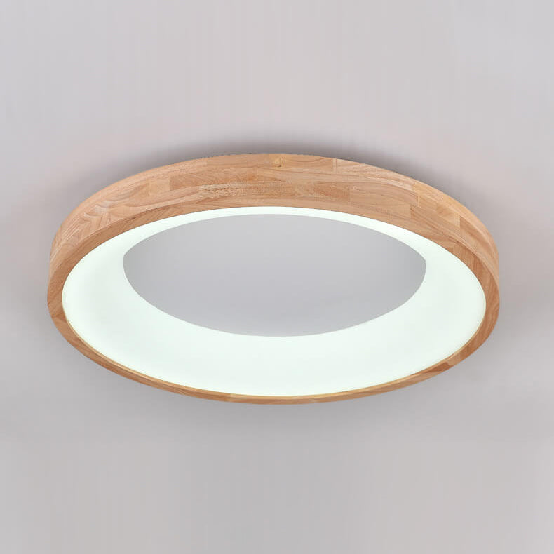 Scandinavian Style Natural Wood LED Flush Mount Ceiling Light for Hallway
