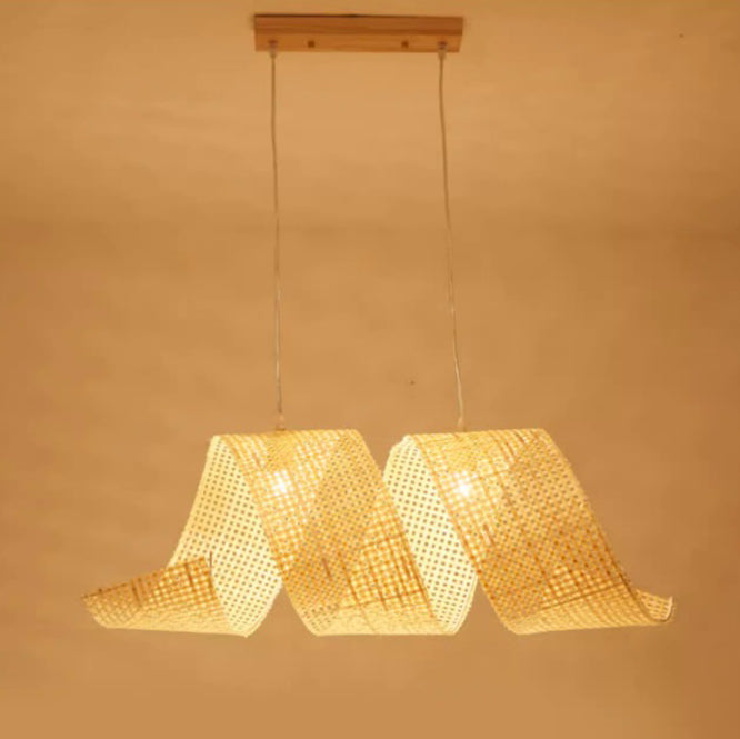 Elegant Bamboo Weaving Ribbon 2/3-Light Chandelier for Dining Rooms