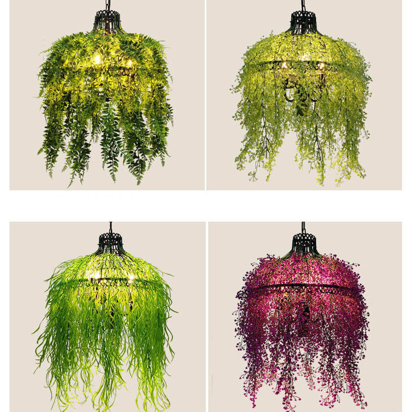 Elegant Green Leaf 3-Light Metal Chandelier for Dining & Living Room