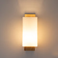 Contemporary Clear Glass & Wood Square Wall Sconce for Living Room
