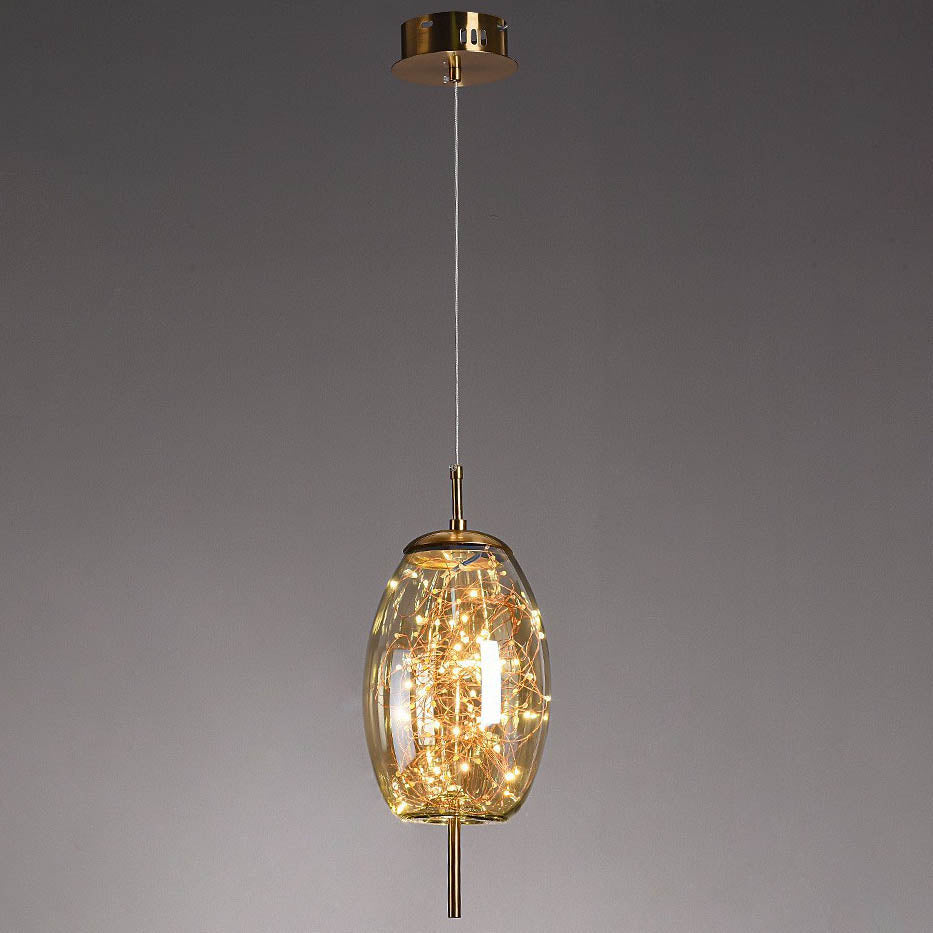 Scandinavian Contemporary Oval Glass Pendant Light for Bedroom Decor