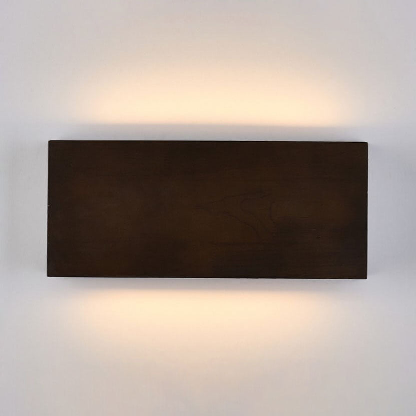 Wabi-Sabi Natural Wood Rectangular LED Wall Sconce for Rustic Decor