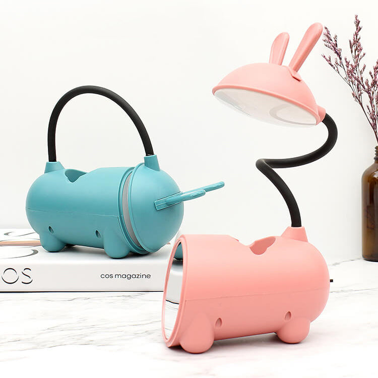 Whimsical White Rabbit LED Touch USB Desk Lamp for Home Office Decor