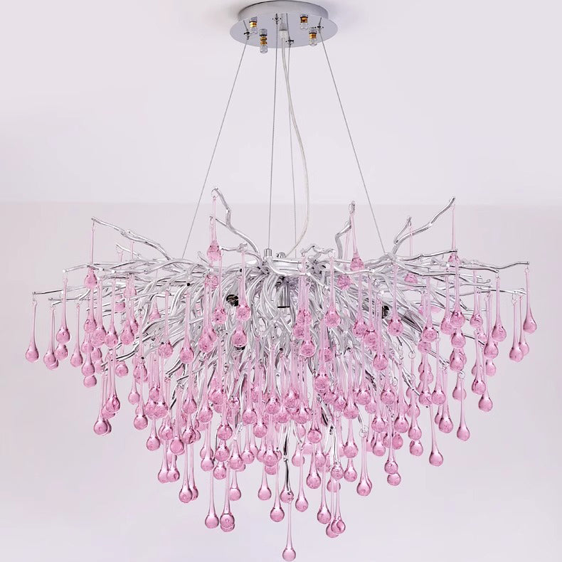 Modern Crystal LED Chandelier with Aluminum Branch Design for Dining Room