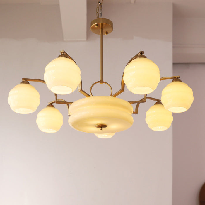 Mid-Century Modern Iron and Glass Orb Chandelier for Living Room 4/6/8 Light