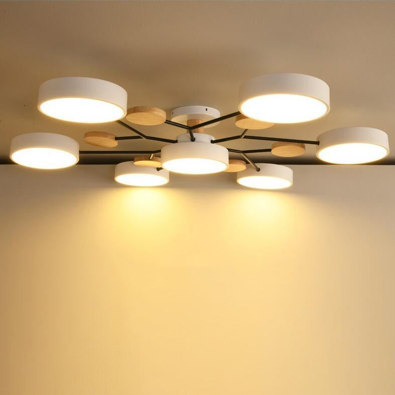 Scandinavian Round LED Semi-Flush Mount Light Fixture for Living Room