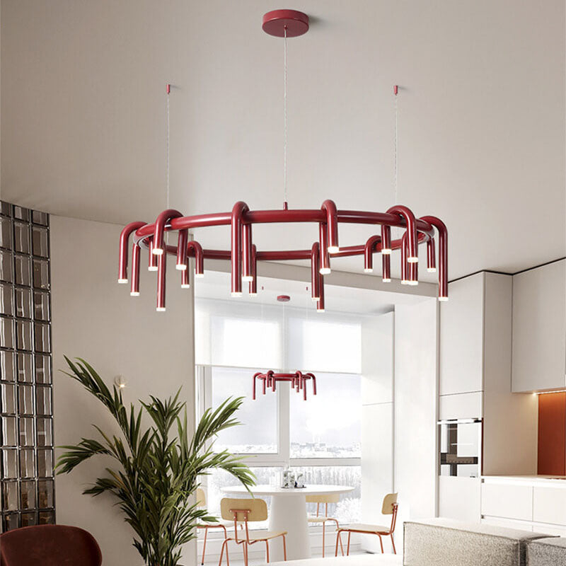 Modern Geometric Iron LED Chandelier for Stylish Living Room Decor