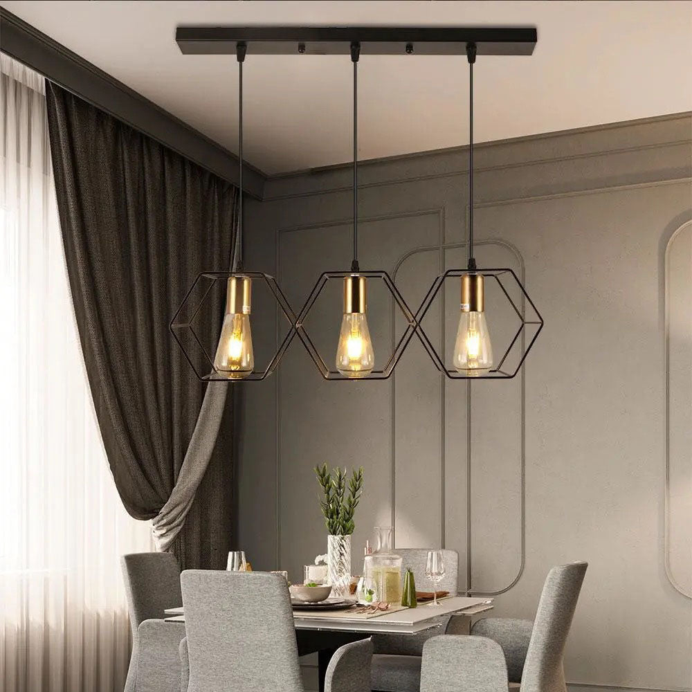 Industrial Geometric Iron 3/5 Light Island Chandelier for Dining Room