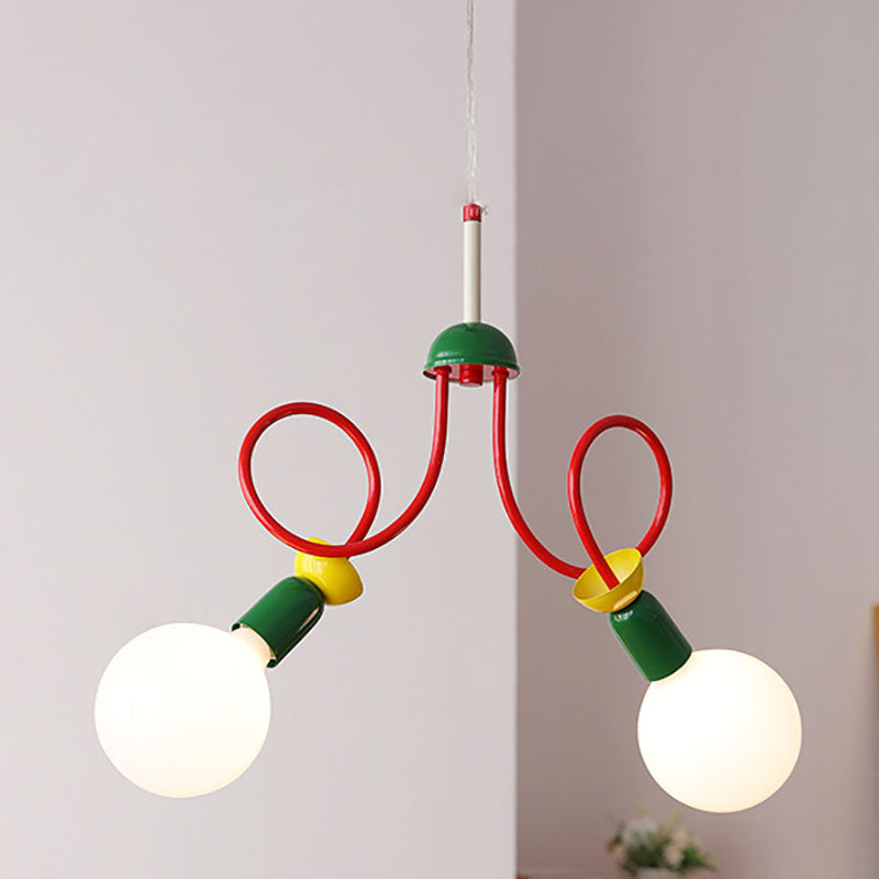 Scandinavian Black Orb Glass Chandelier, 2/3/5 Lights for Bedroom