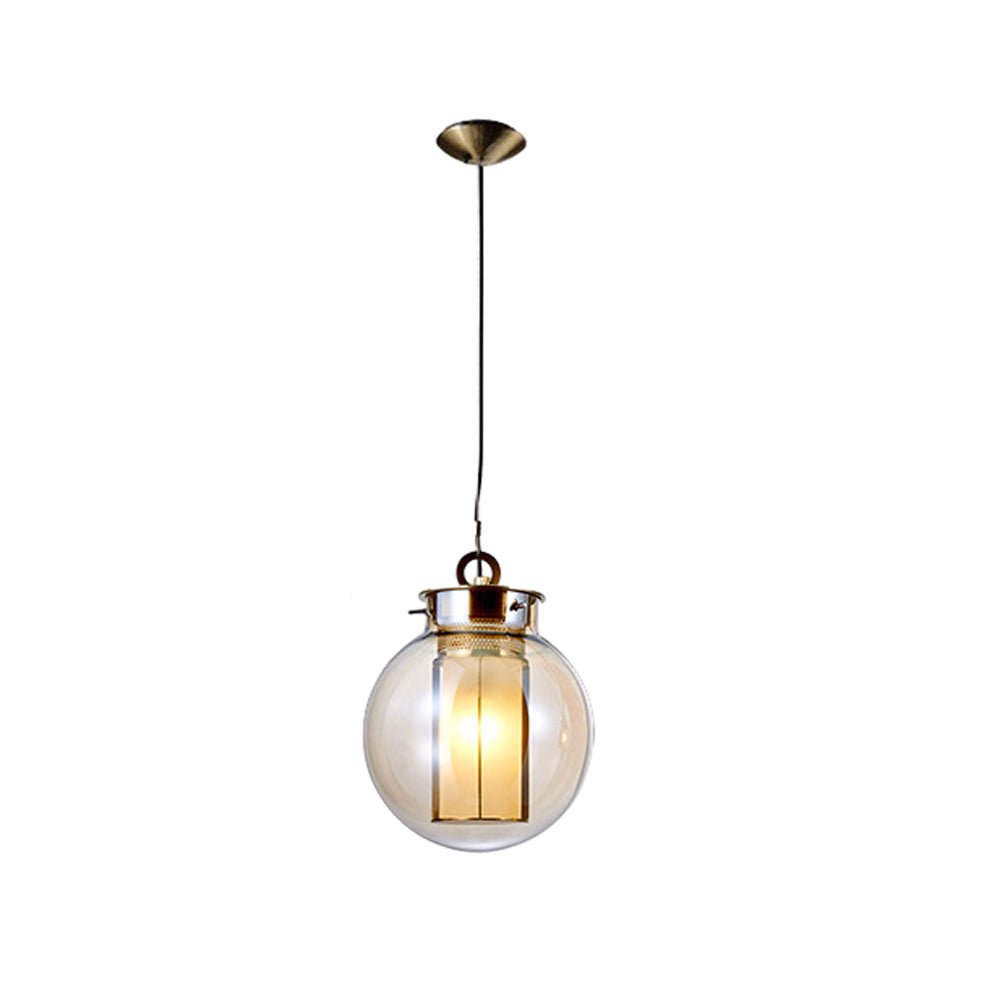 Post-Modern Amber Glass Shade Pendant Light for Dining Room Decor