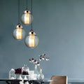 Post-Modern Amber Glass Shade Pendant Light for Dining Room Decor