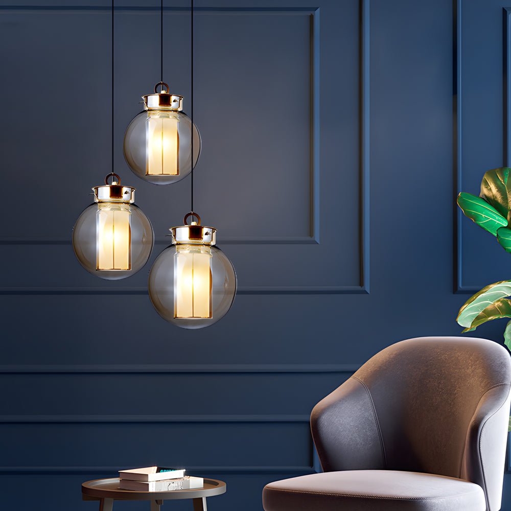Post-Modern Amber Glass Shade Pendant Light for Dining Room Decor
