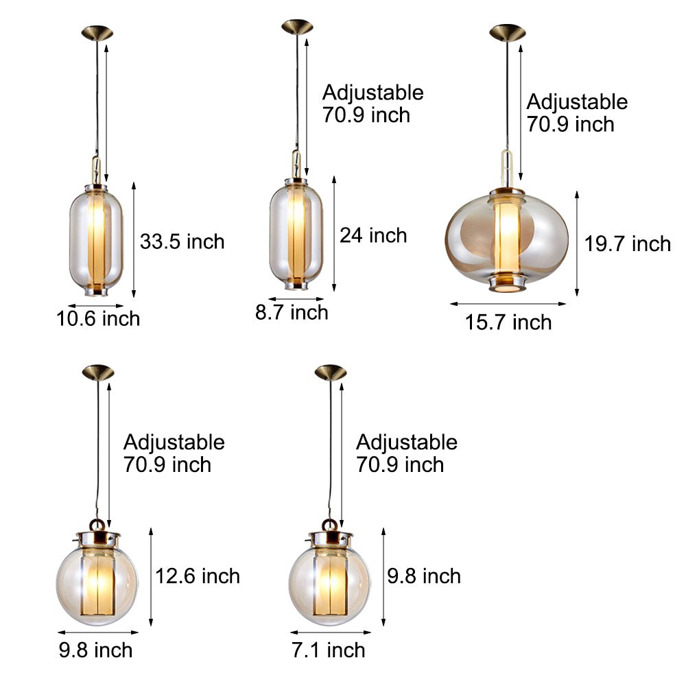 Post-Modern Amber Glass Pendant Light Fixture for Living Room Decor