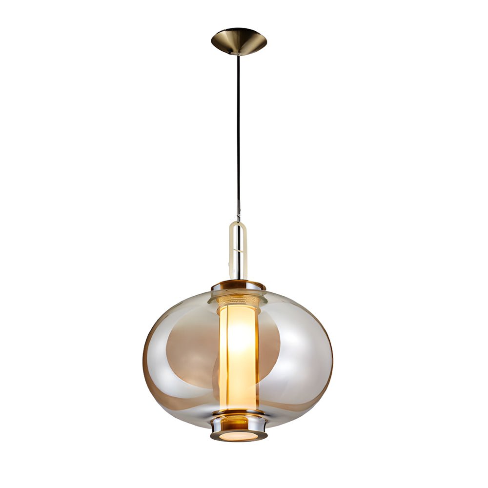 Post-Modern Amber Glass Shade Pendant Light for Dining Room Decor