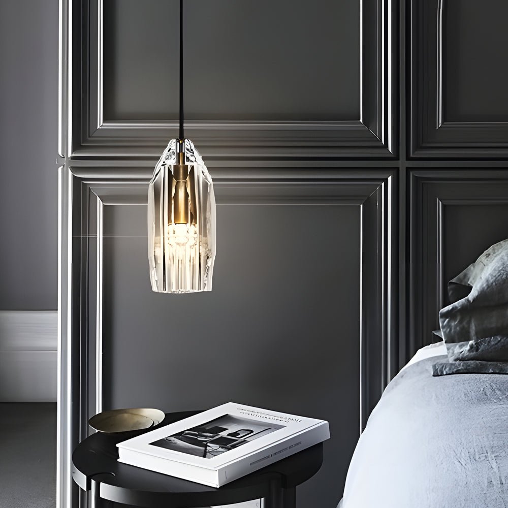 Clear Geometric Crystal Accented Pendant Light for Modern Dining Room