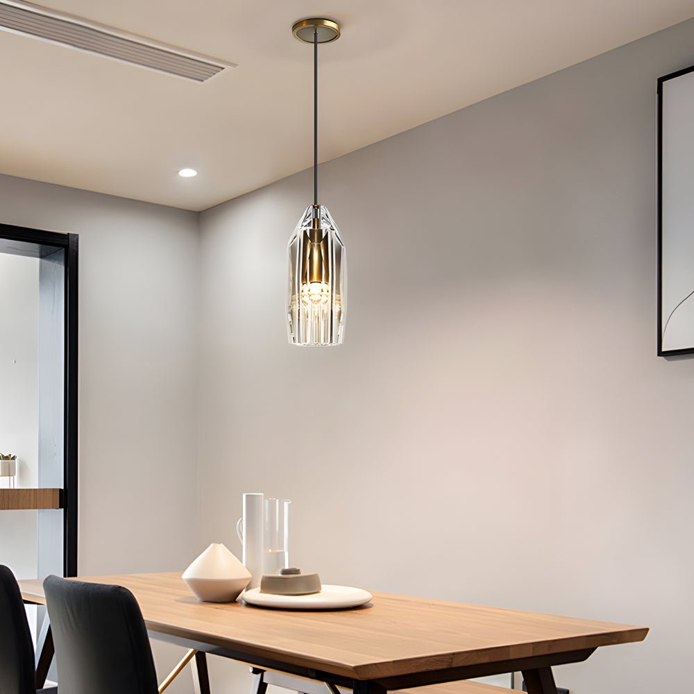 Contemporary Clear Crystal Geometric Pendant Light for Dining Room