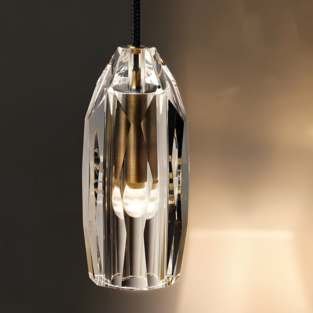 Contemporary Clear Crystal Geometric Pendant Light for Dining Room