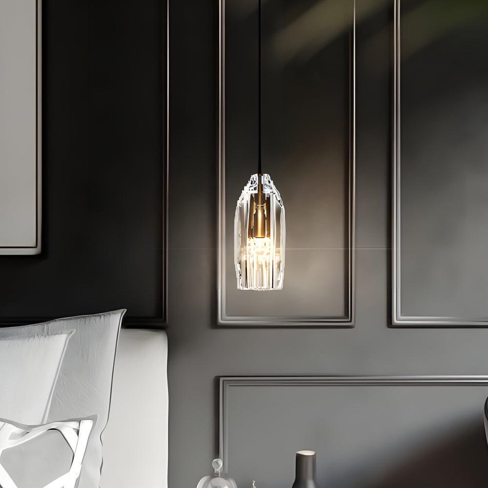 Contemporary Clear Crystal Geometric Pendant Light for Dining Room