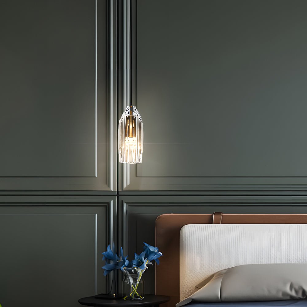 Clear Geometric Crystal Accented Pendant Light for Modern Dining Room