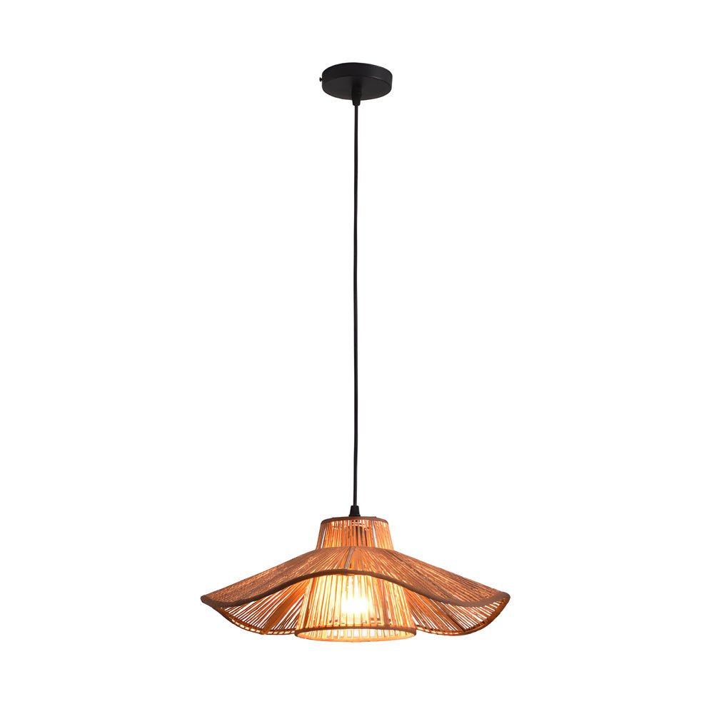 Boho Natural Hemp Rope Umbrella Pendant Light for Kitchen & Dining Room