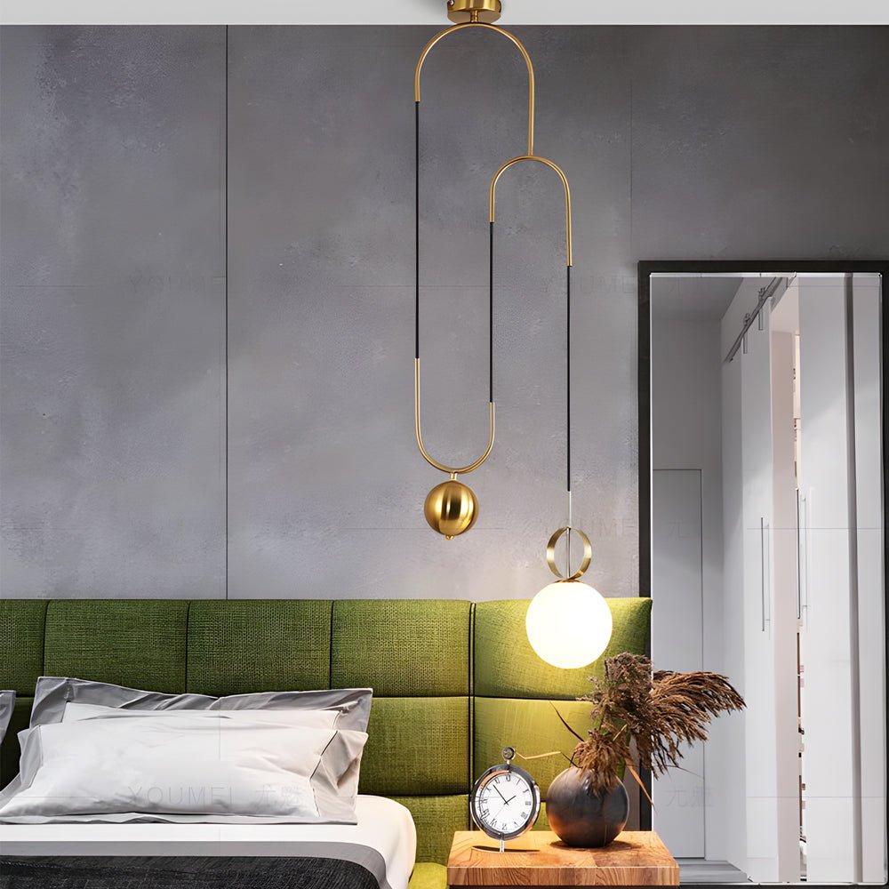 Modern Gold Opal Glass Globe Pendant Light for Stylish Home Décor
