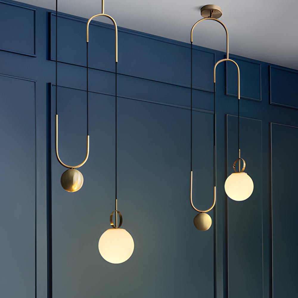 Elegant Gold Opal Glass Globe Pendant Light for Modern Living Spaces