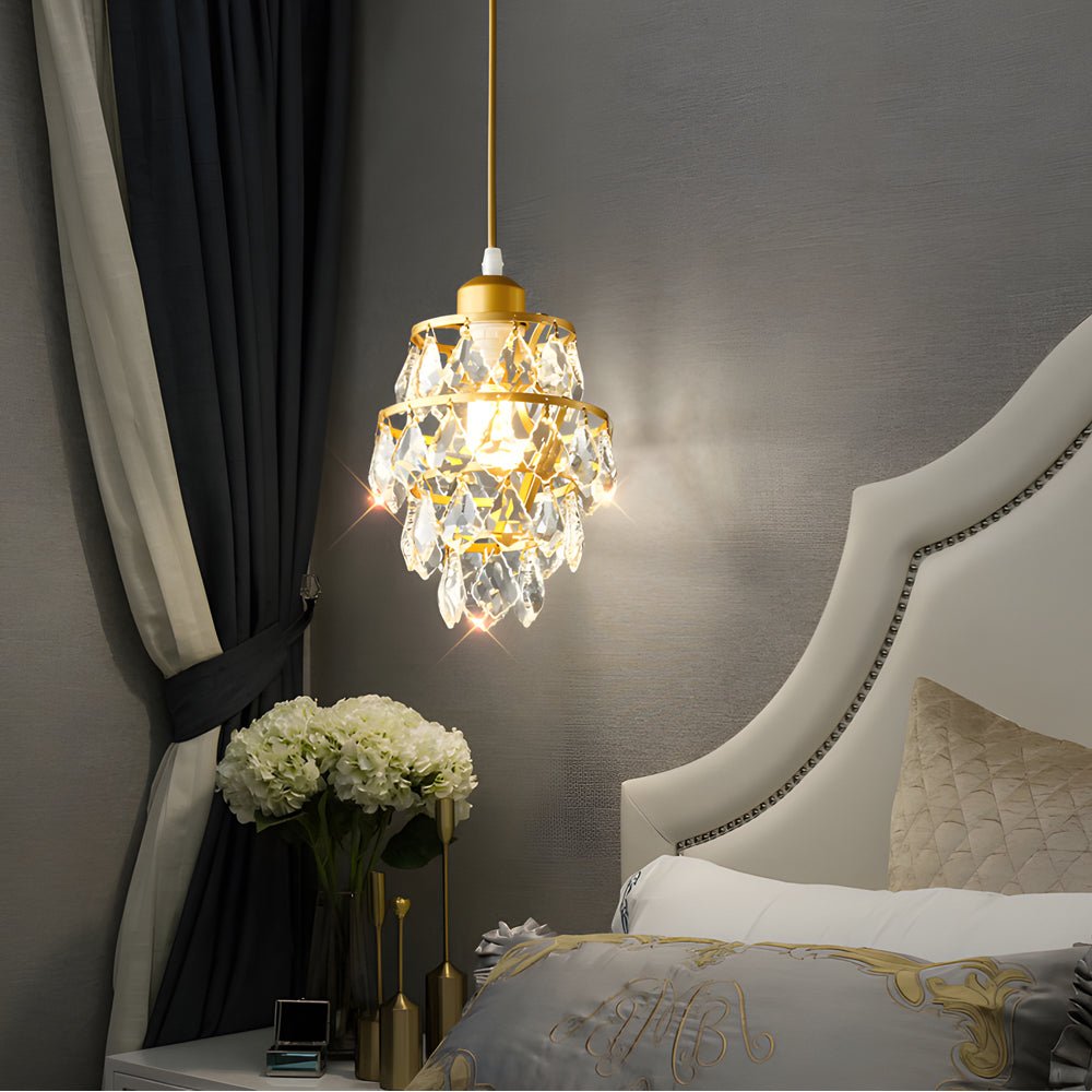 Modern Silver Crystal Mini Pendant Light Fixture for Dining Room Ceiling