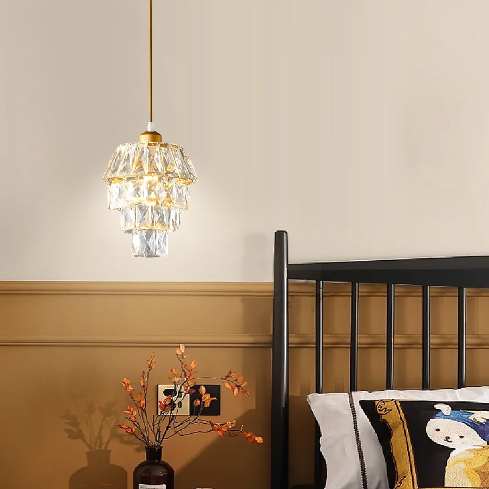Modern Silver Mini Crystal Pendant Light Fixture for Dining Room