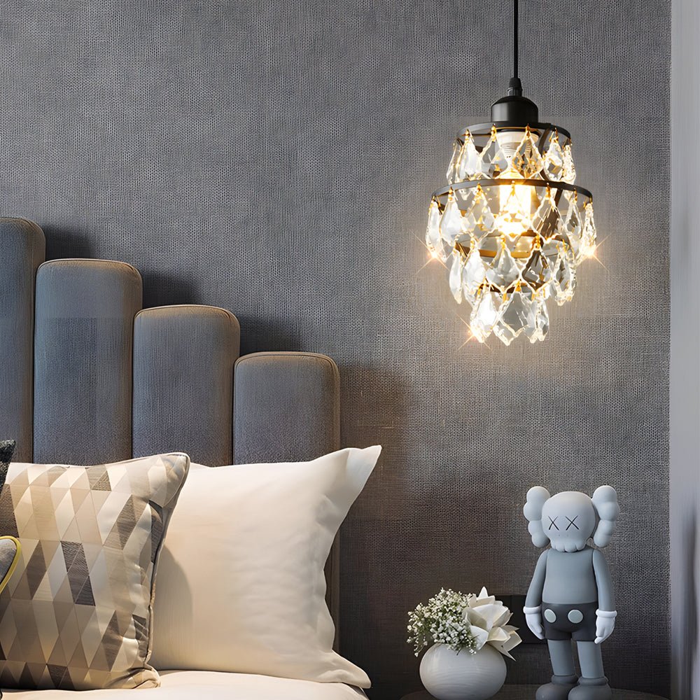 Modern Silver Crystal Mini Pendant Light Fixture for Dining Room Ceiling
