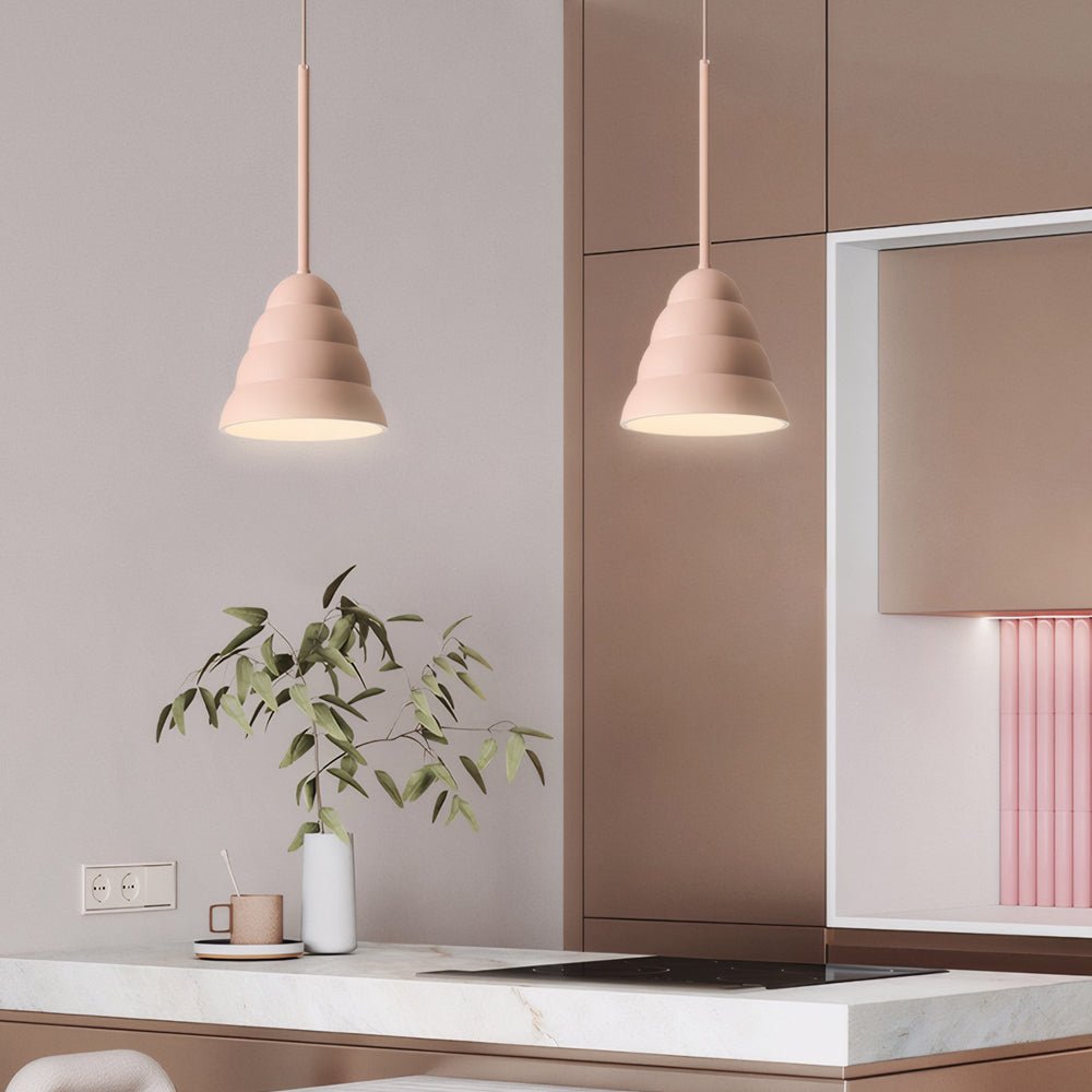 Modern Pink Resin Arc Pendant Light Fixture for Bedroom or Living Room