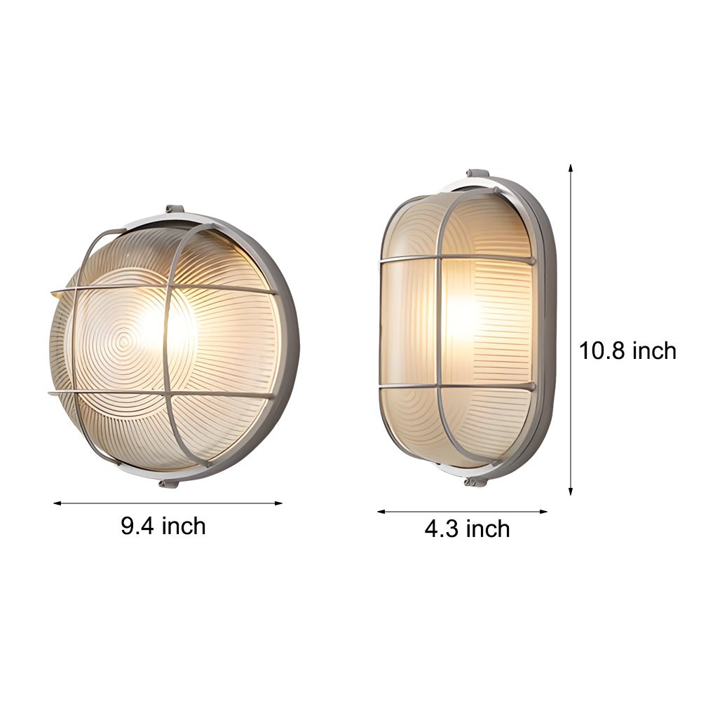 Industrial-Style Black Oval Round Outdoor Wall Light for Gardens & Patios