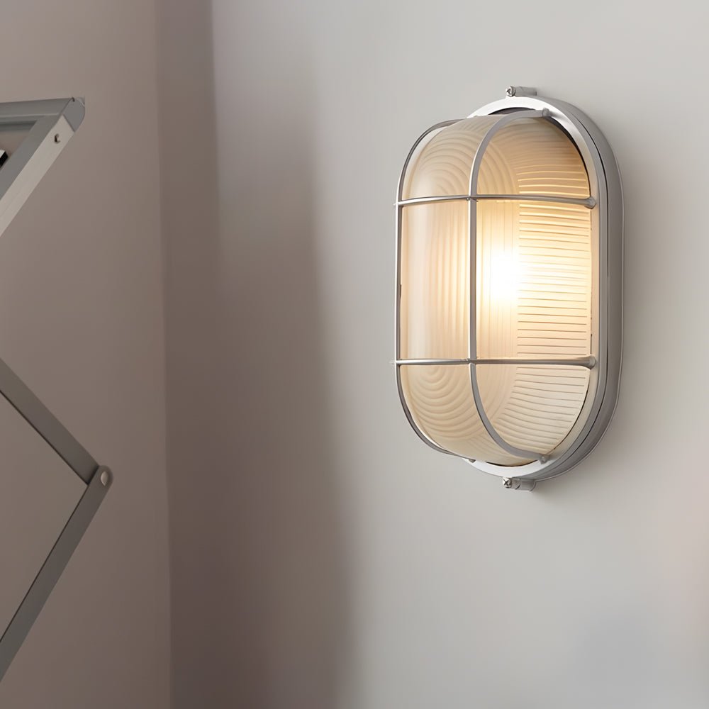 Industrial-Style Black Oval Round Outdoor Wall Light for Gardens & Patios