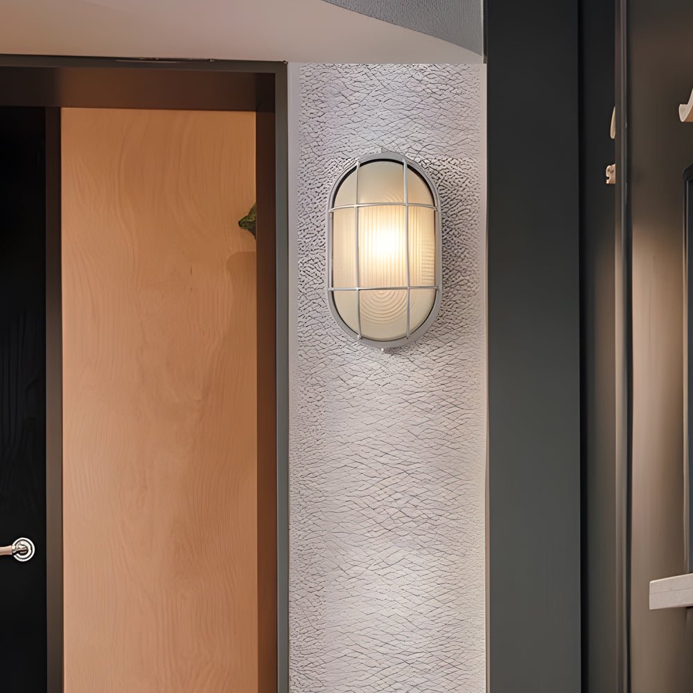 Industrial-Style Black Oval Round Outdoor Wall Light for Gardens & Patios