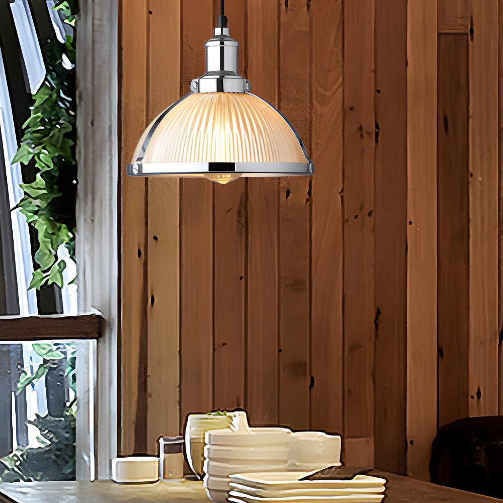 Modern Striped Glass Pendant Light with Tungsten Wire for Dining Room