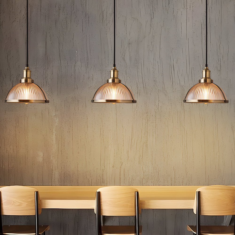 Industrial Striped Glass Shade Pendant Light with Tungsten Wire for Kitchen