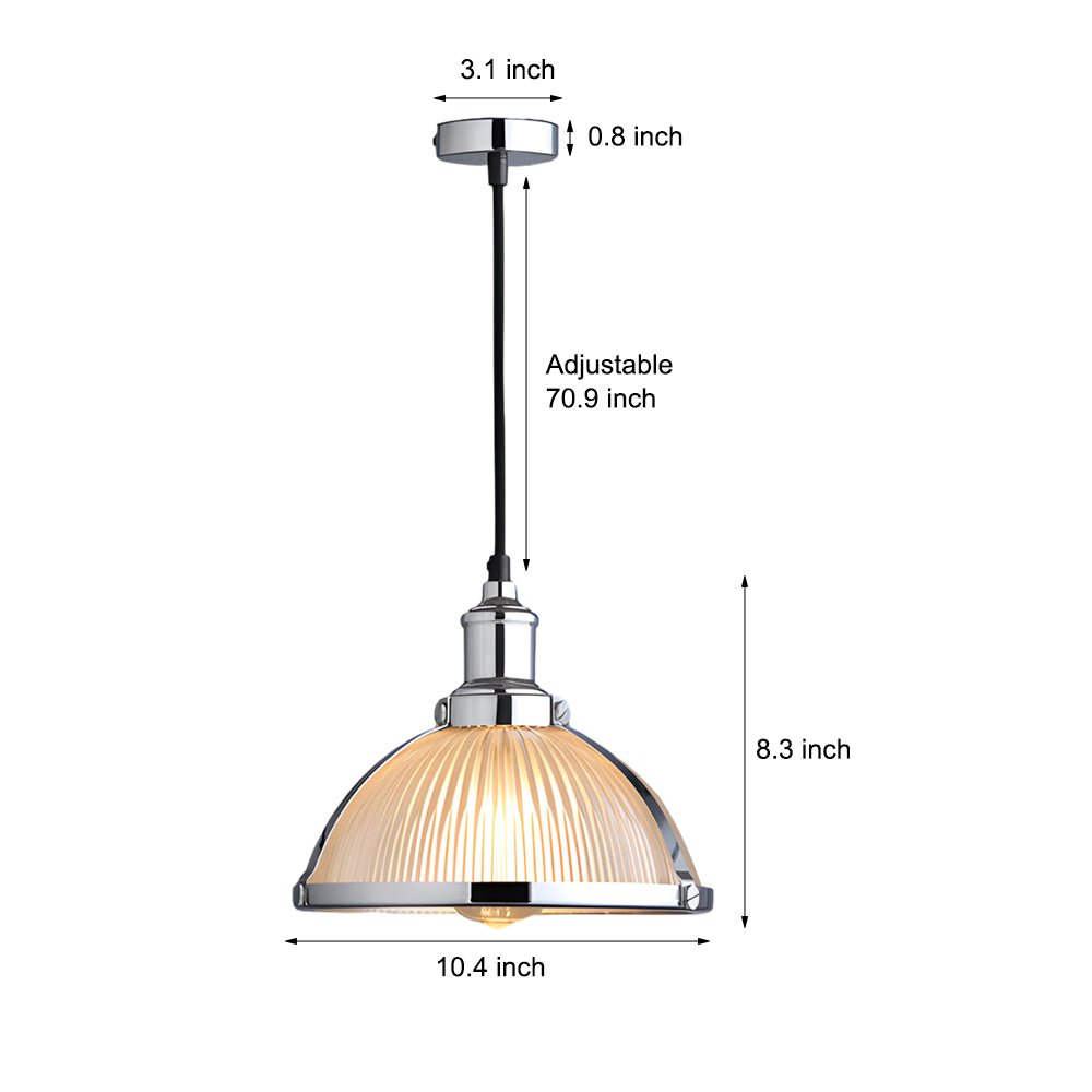 Modern Striped Glass Pendant Light with Tungsten Wire for Dining Room
